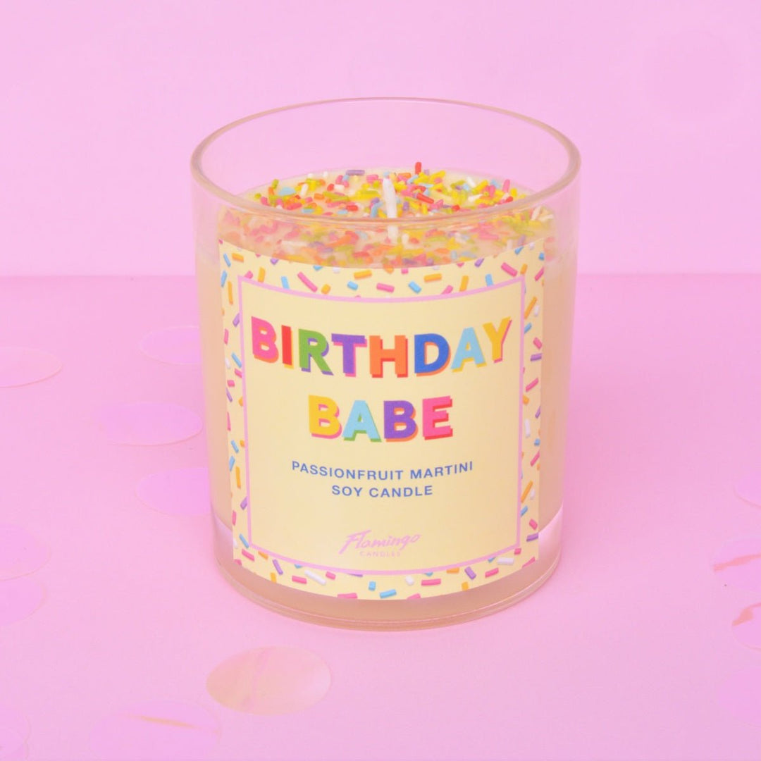 BIRTHDAY BABE SPRINKLE CANDLE - Flamingo - Orchid Boutique
