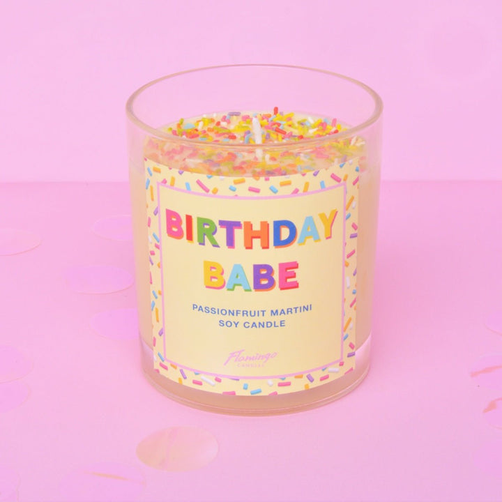 BIRTHDAY BABE SPRINKLE CANDLE - Flamingo - Orchid Boutique