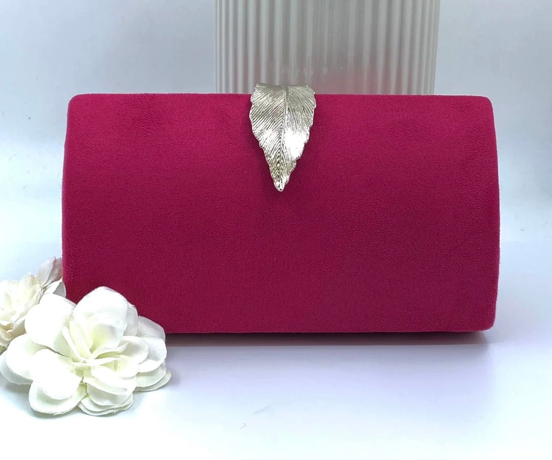 Magenta Leaf Clutch - Orchid Boutique - Orchid Boutique