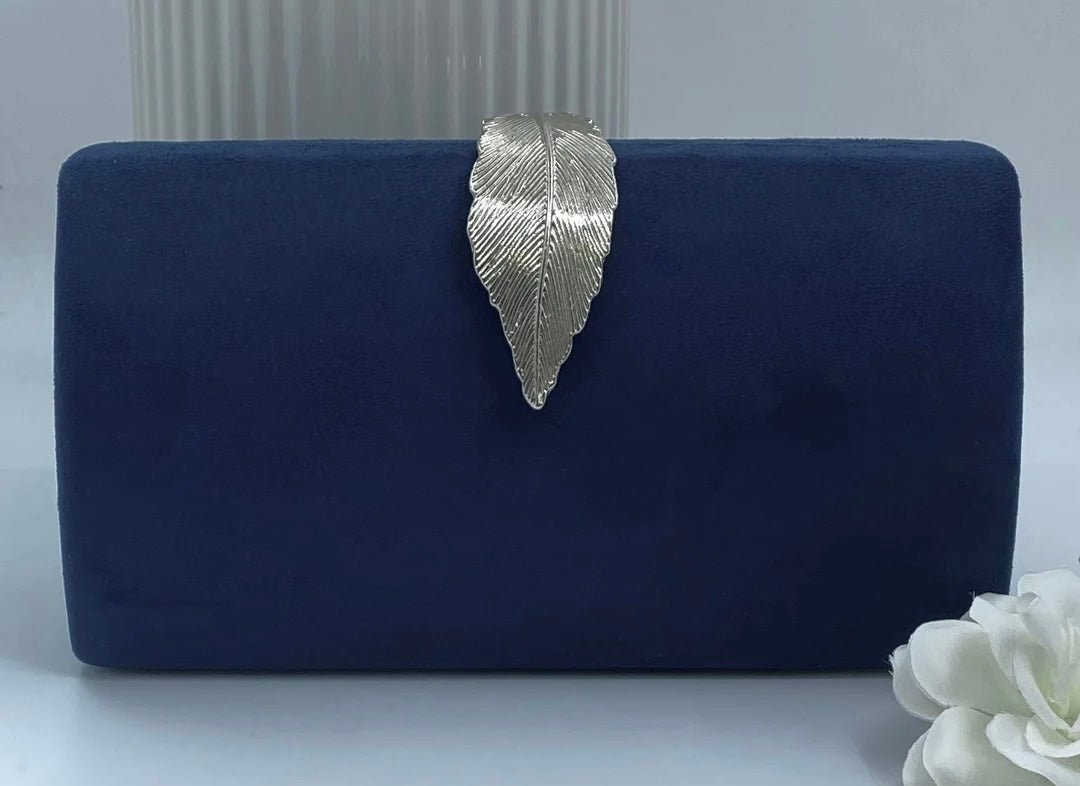 Navy Leaf Clutch - Orchid Boutique - Orchid Boutique