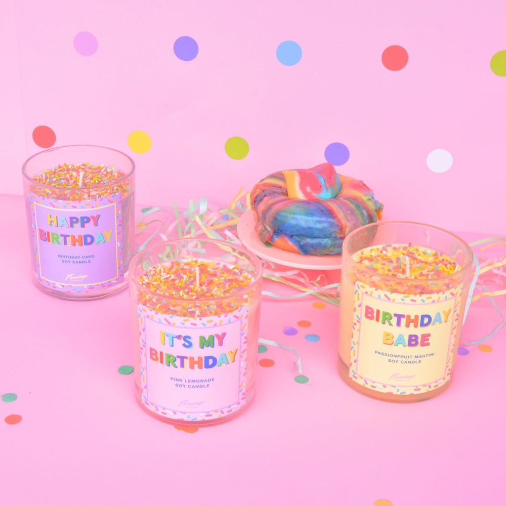 BIRTHDAY BABE SPRINKLE CANDLE - Flamingo - Orchid Boutique