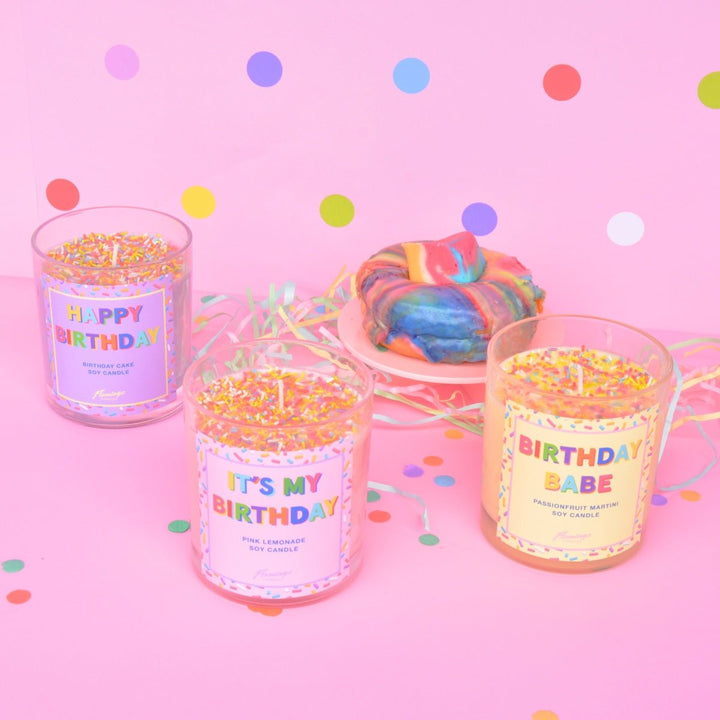 BIRTHDAY BABE SPRINKLE CANDLE - Flamingo - Orchid Boutique
