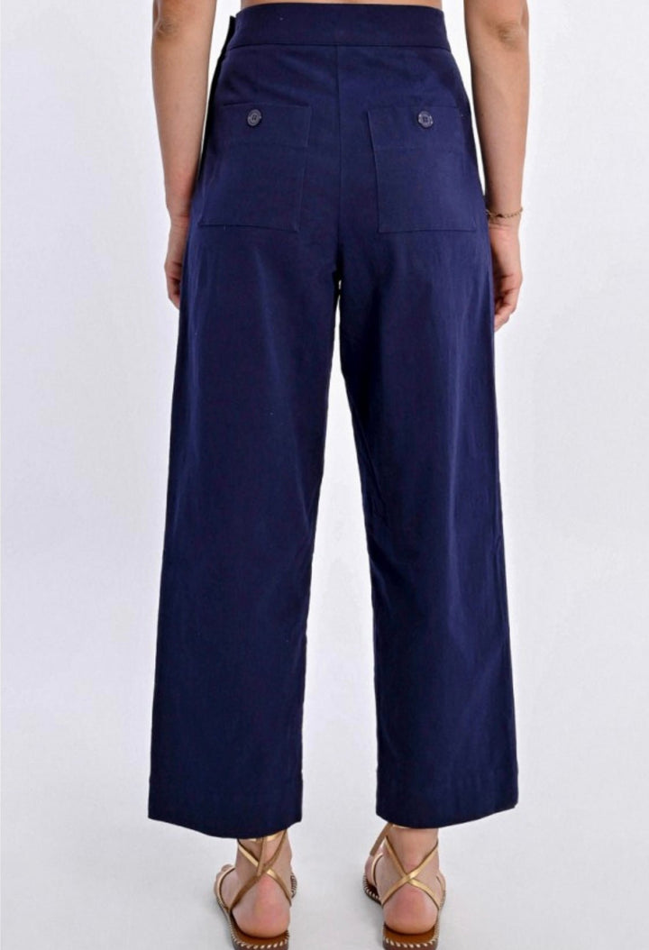 Sophie Navy Trousers - Molly Bracken - Orchid Boutique