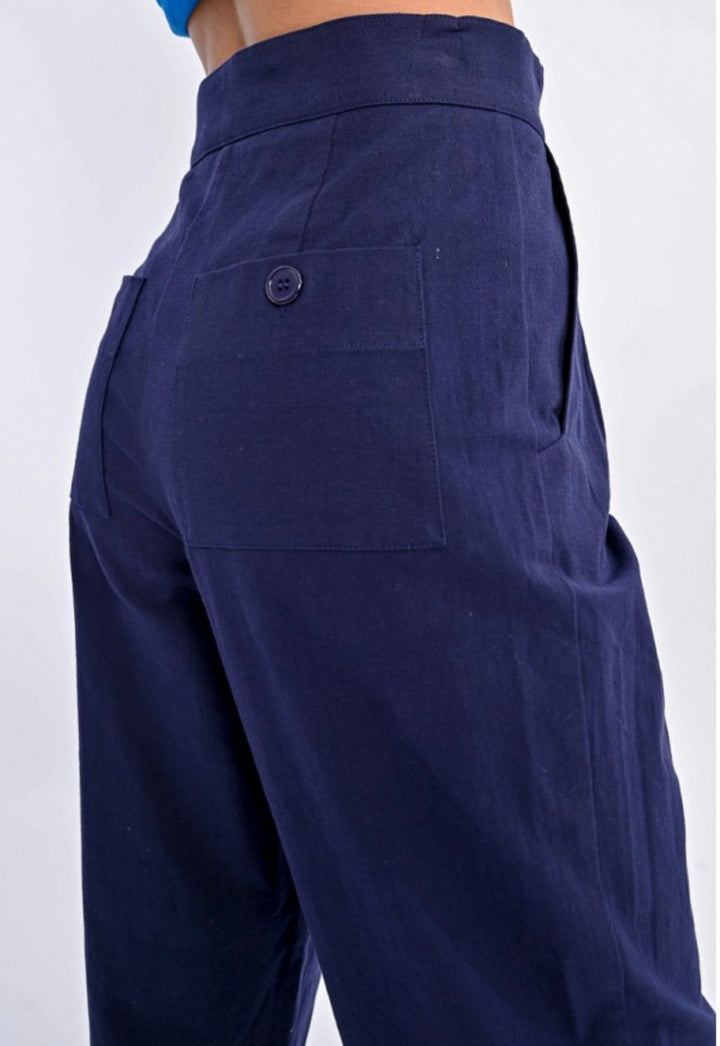 Sophie Navy Trousers - Molly Bracken - Orchid Boutique