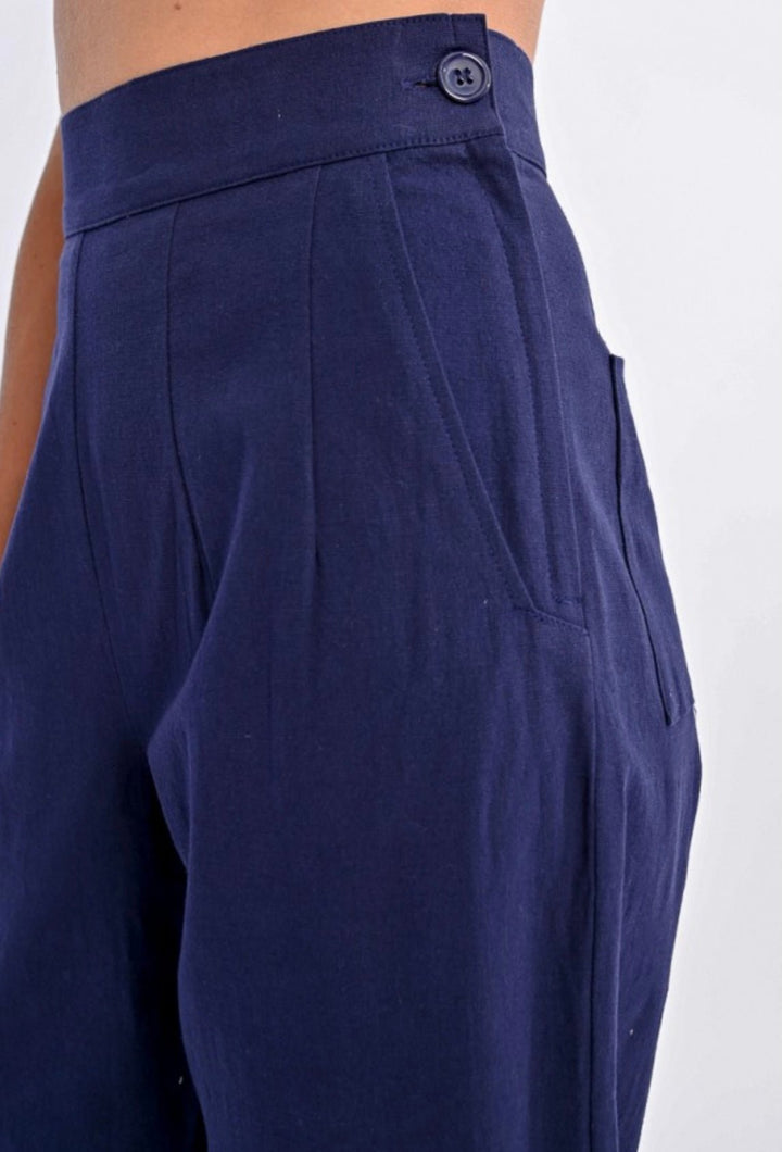 Sophie Navy Trousers - Molly Bracken - Orchid Boutique