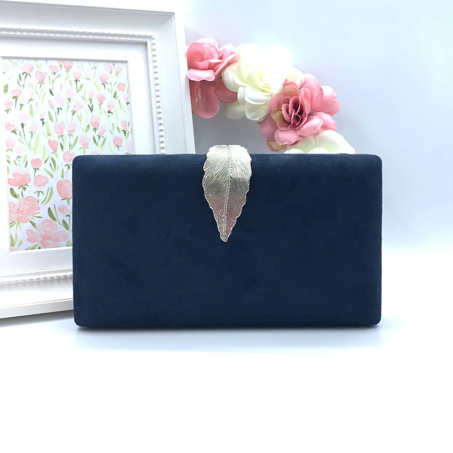 Leaf Clasp French Navy Clutch | Orchid Boutique | Orchid Boutique