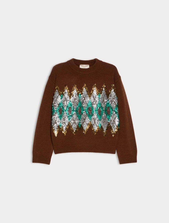 Iblues IBLOXIRIA SEQUIN-EMBROIDERED JUMPER Nut - iBlues - Orchid Boutique