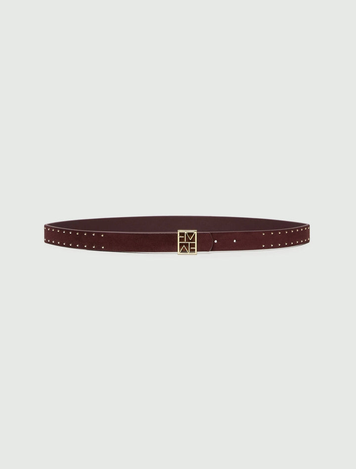 REVERSIBLE BELT WITH GOLD-FINISH EMMEGRAM BUCKLE - BORDEAUX - Emme - Orchid Boutique