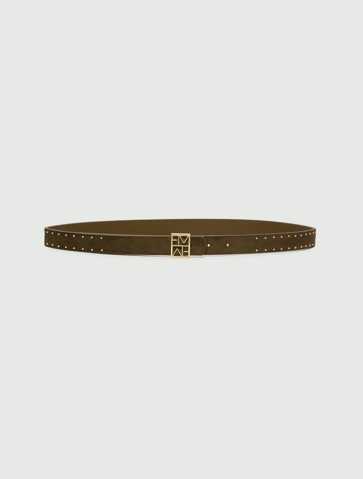 REVERSIBLE BELT WITH GOLD-FINISH EMMEGRAM BUCKLE - Brown - Emme - Orchid Boutique