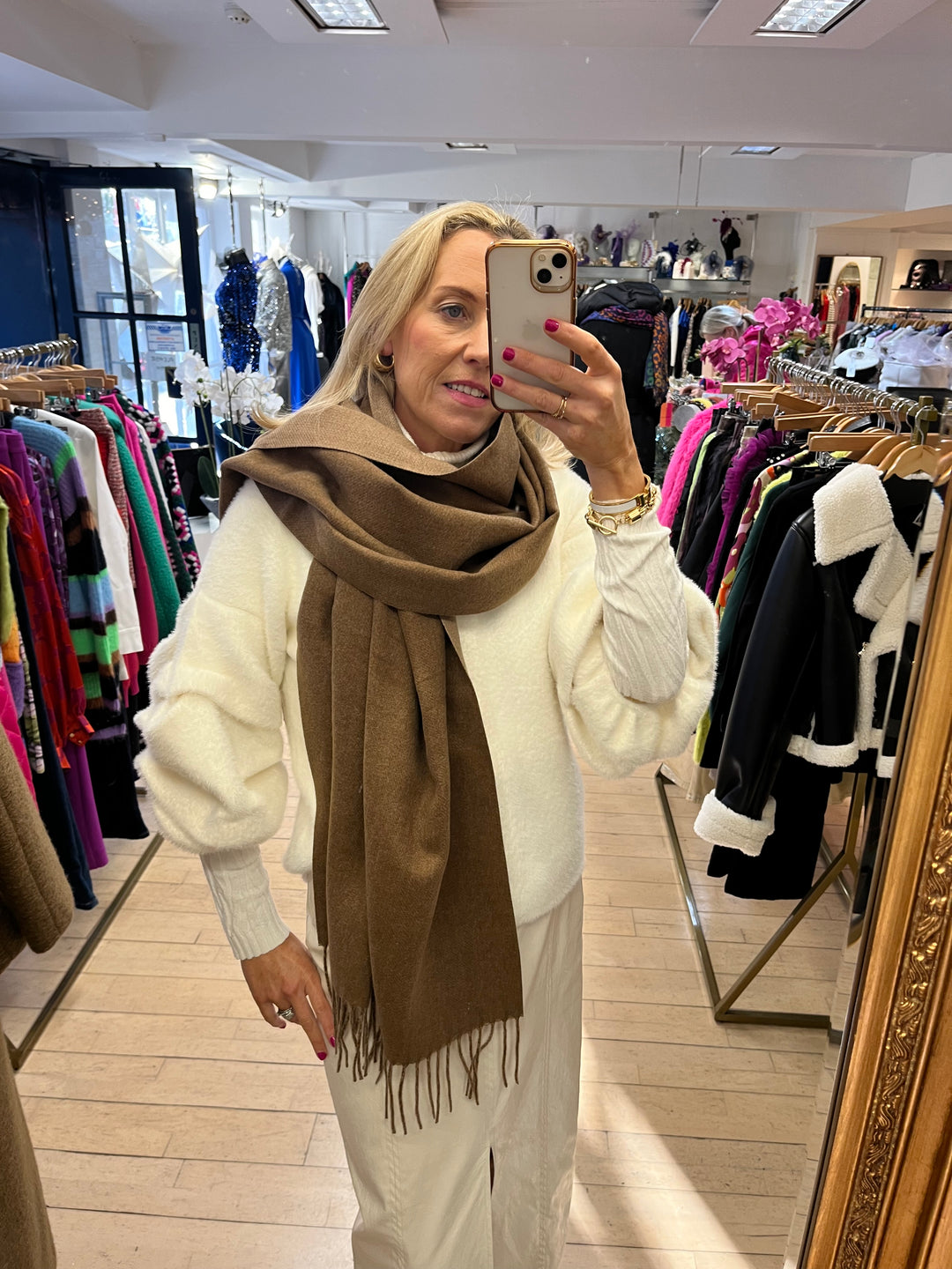 Brown Double Sided Pashmina | Underson | Orchid Boutique