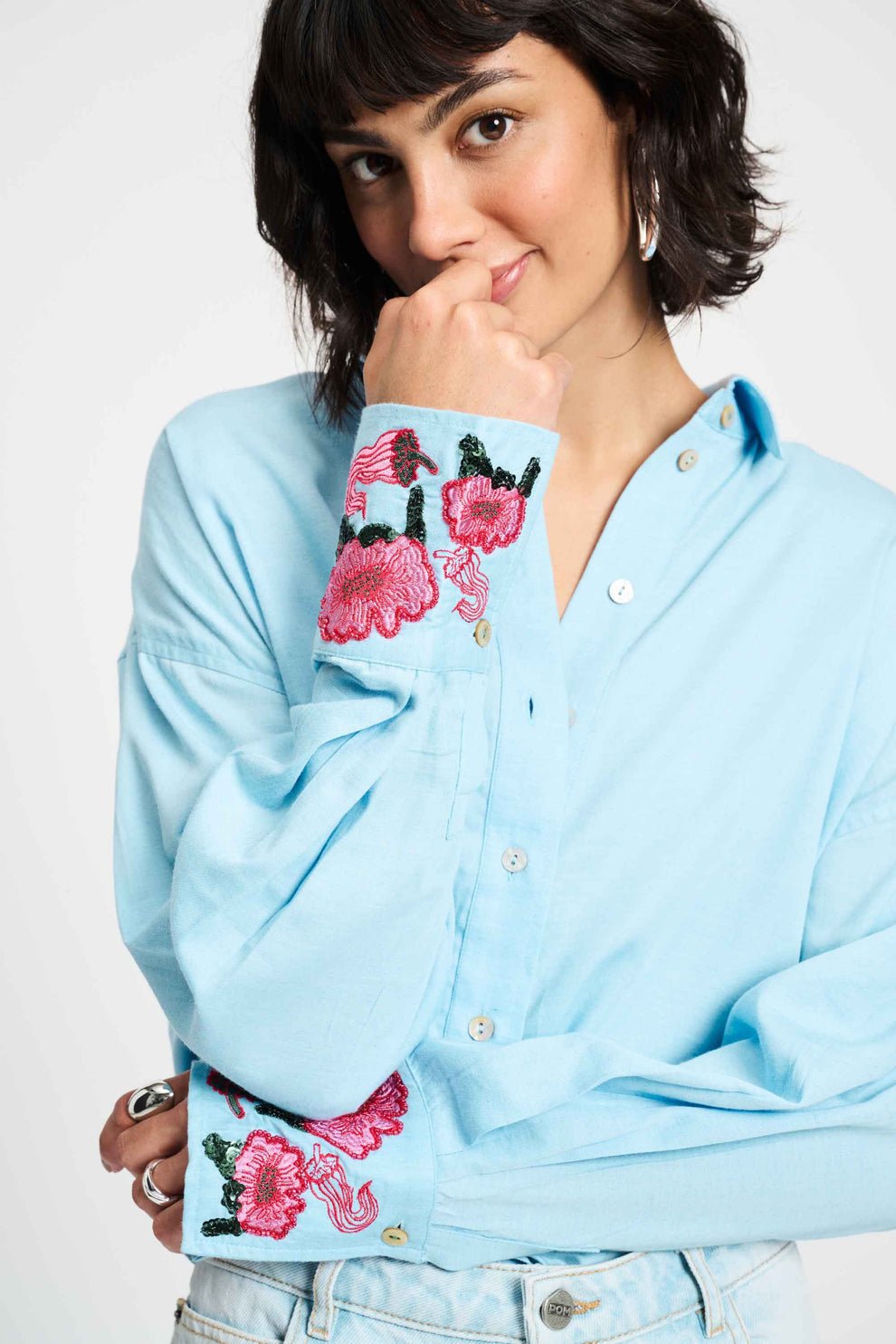 Sky Blue Melange Shirt - POM Amsterdam - Orchid Boutique