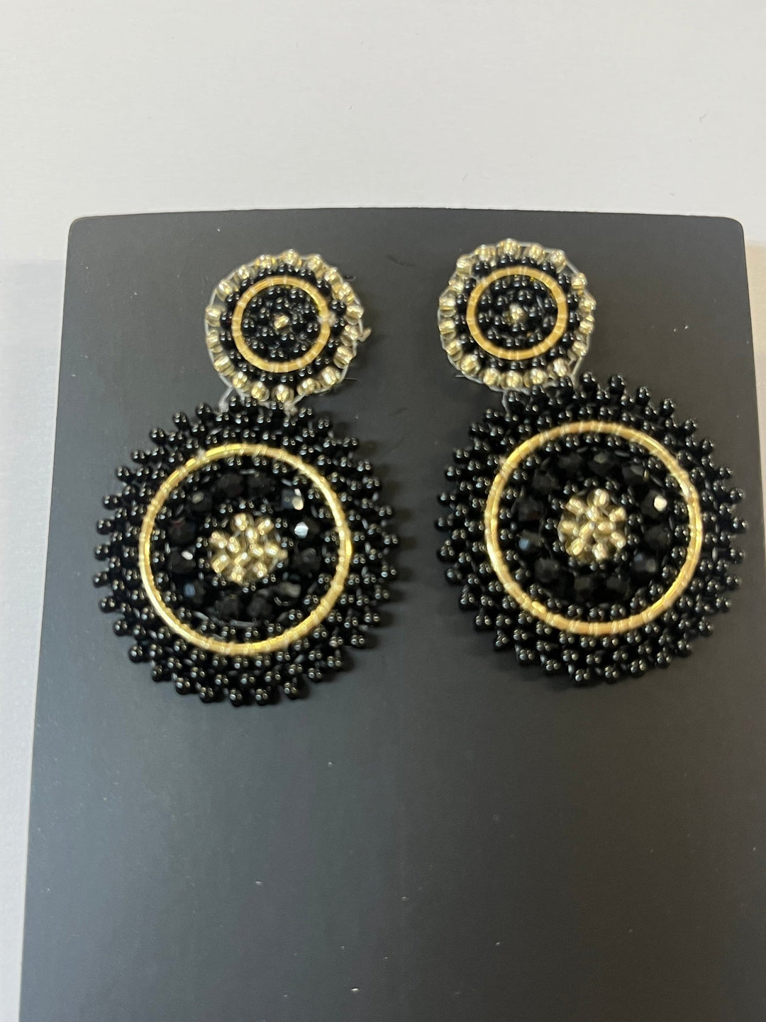 Mini Black Beaded Circle Drop - Orchid Boutique - Orchid Boutique