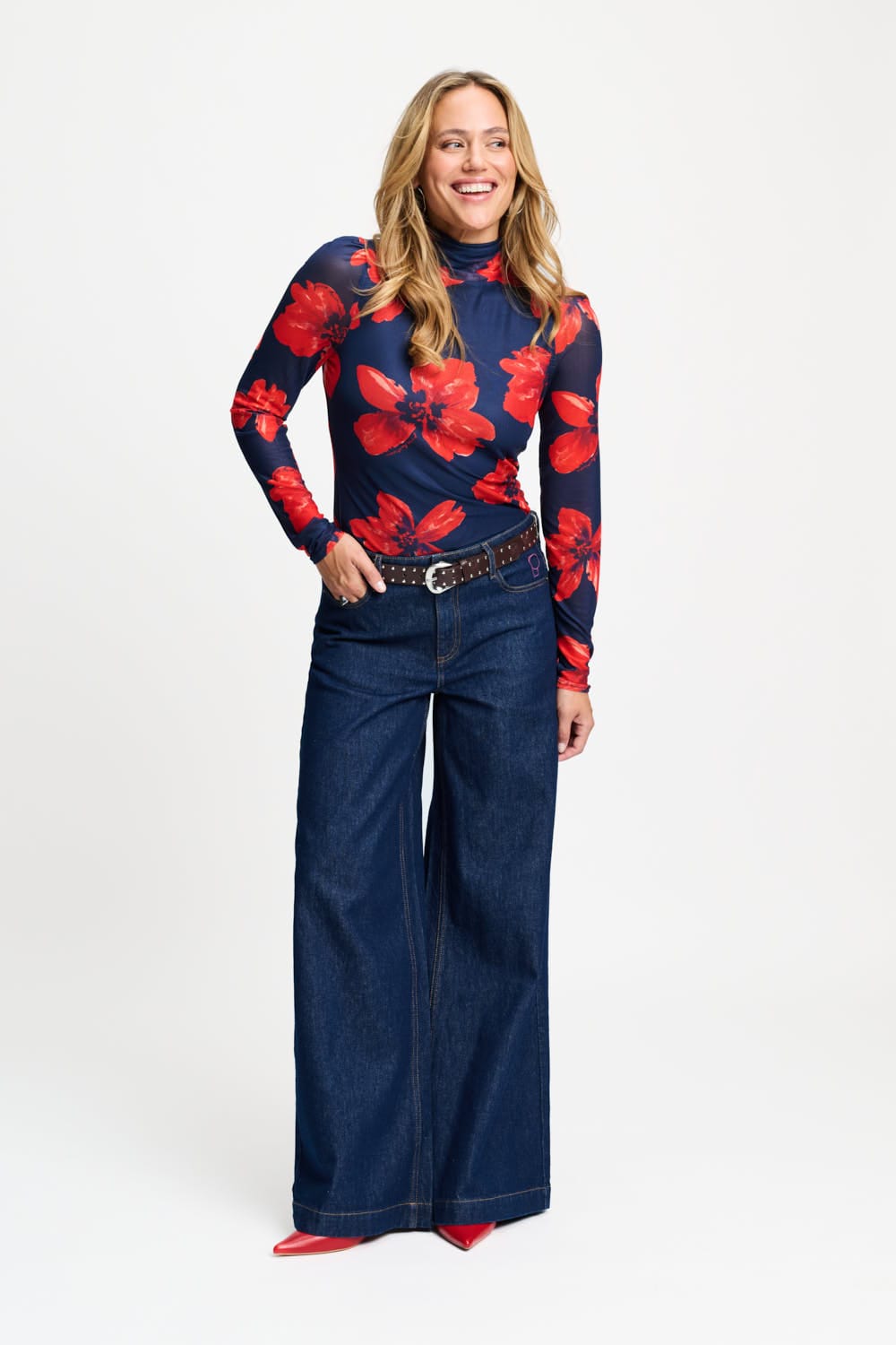 TURTLENECK ROMI MESH BLOOM ROUGE
