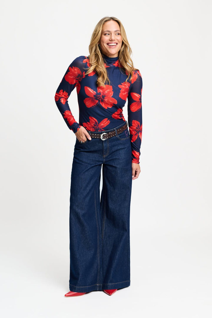 TURTLENECK ROMI MESH BLOOM ROUGE