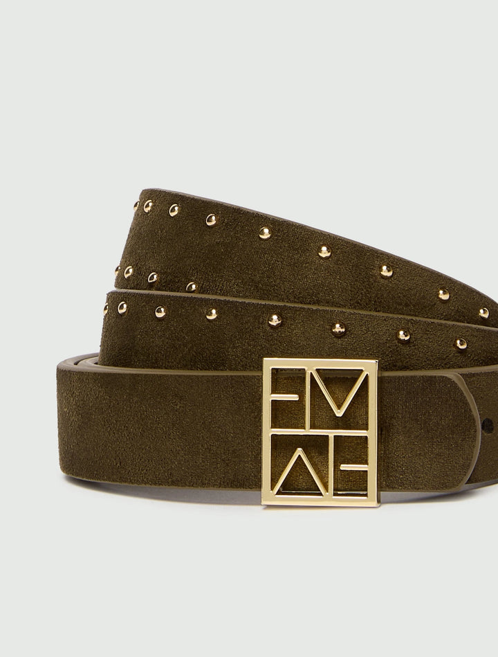 REVERSIBLE BELT WITH GOLD-FINISH EMMEGRAM BUCKLE - Brown - Emme - Orchid Boutique