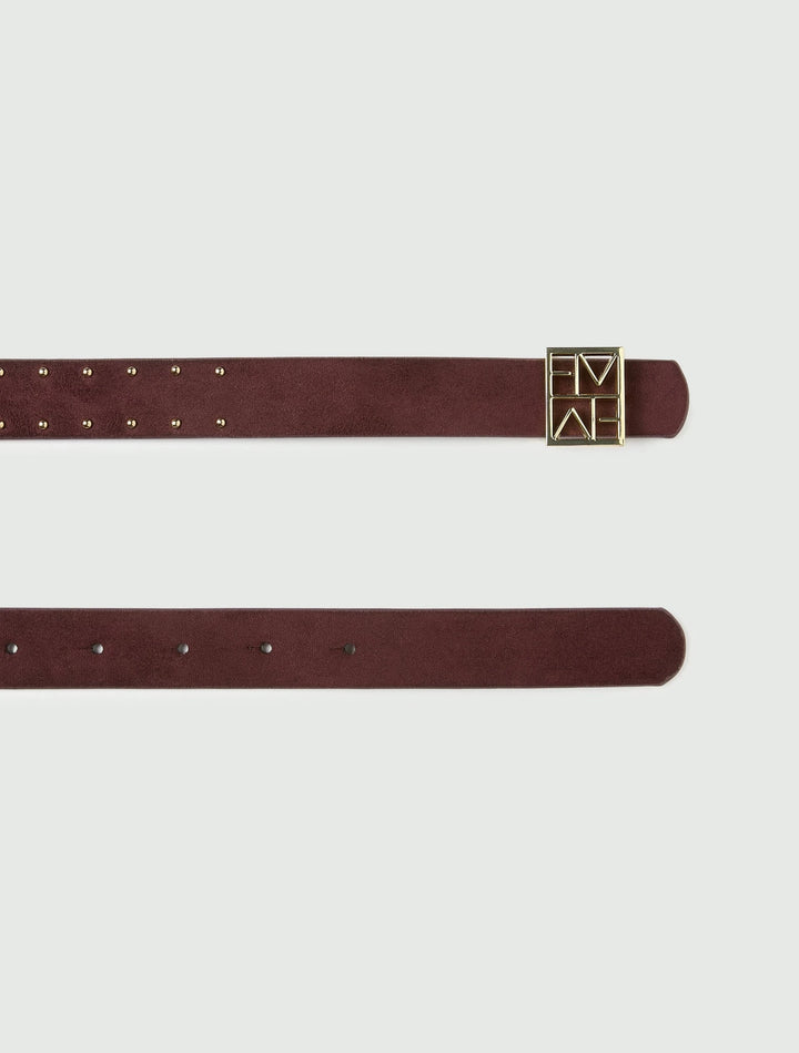 REVERSIBLE BELT WITH GOLD-FINISH EMMEGRAM BUCKLE - BORDEAUX - Emme - Orchid Boutique