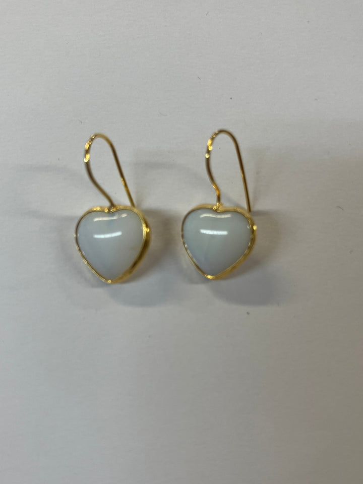 White Agate Heart Drop Earring - Orchid Boutique - Orchid Boutique