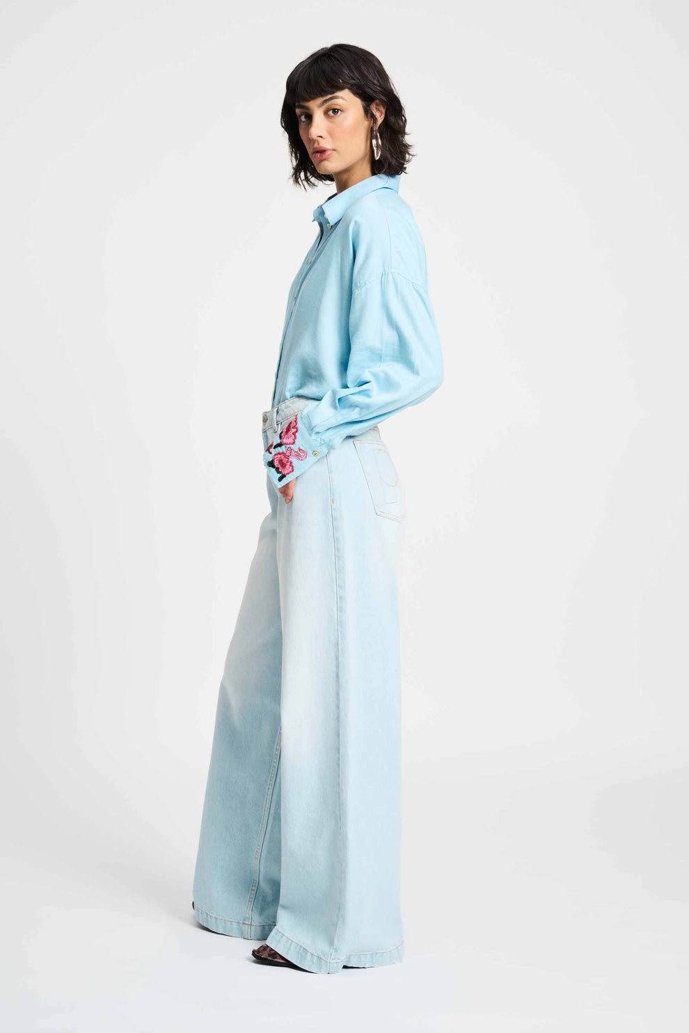 Sky Blue Melange Shirt - POM Amsterdam - Orchid Boutique