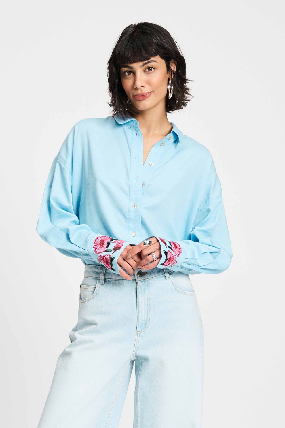 Sky Blue Melange Shirt - POM Amsterdam - Orchid Boutique