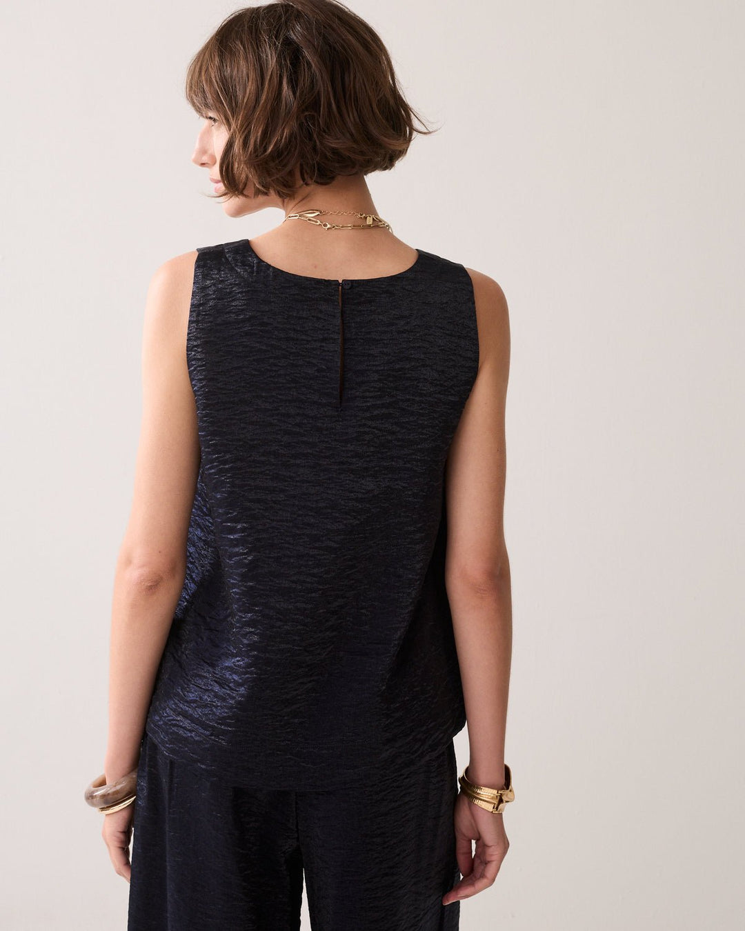 Blue Noir Metallic Top - Summum - Orchid Boutique