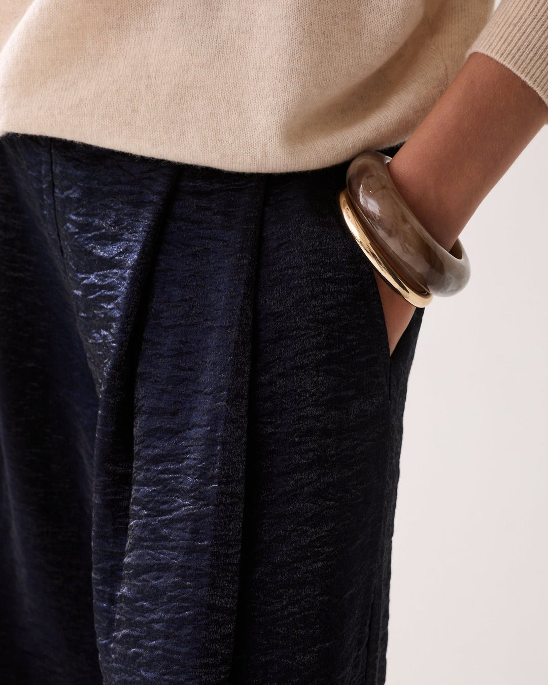 Blue Noir Metallic Trouser - Summum - Orchid Boutique