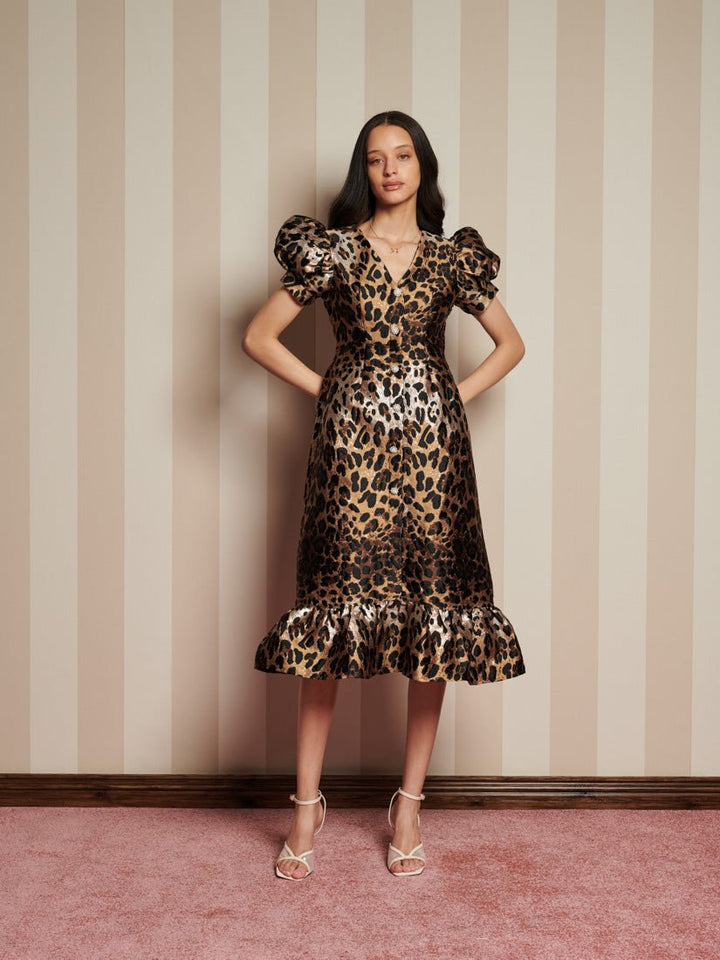 Suite Leopard Jacquard Midi Dress