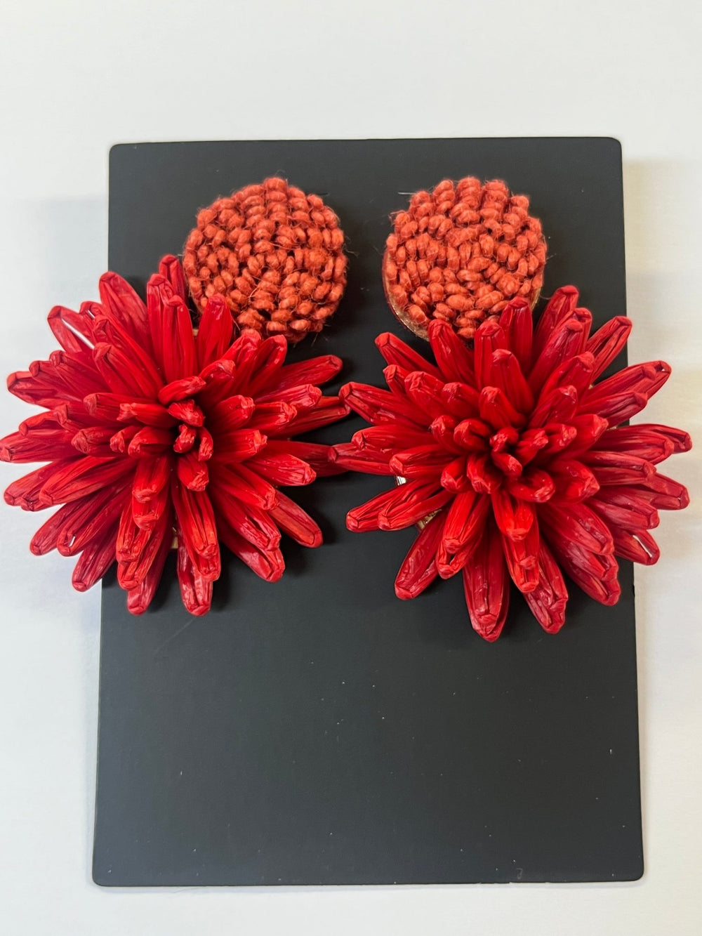 Red Raffia Bloom Earrings - Orchid Boutique - Orchid Boutique
