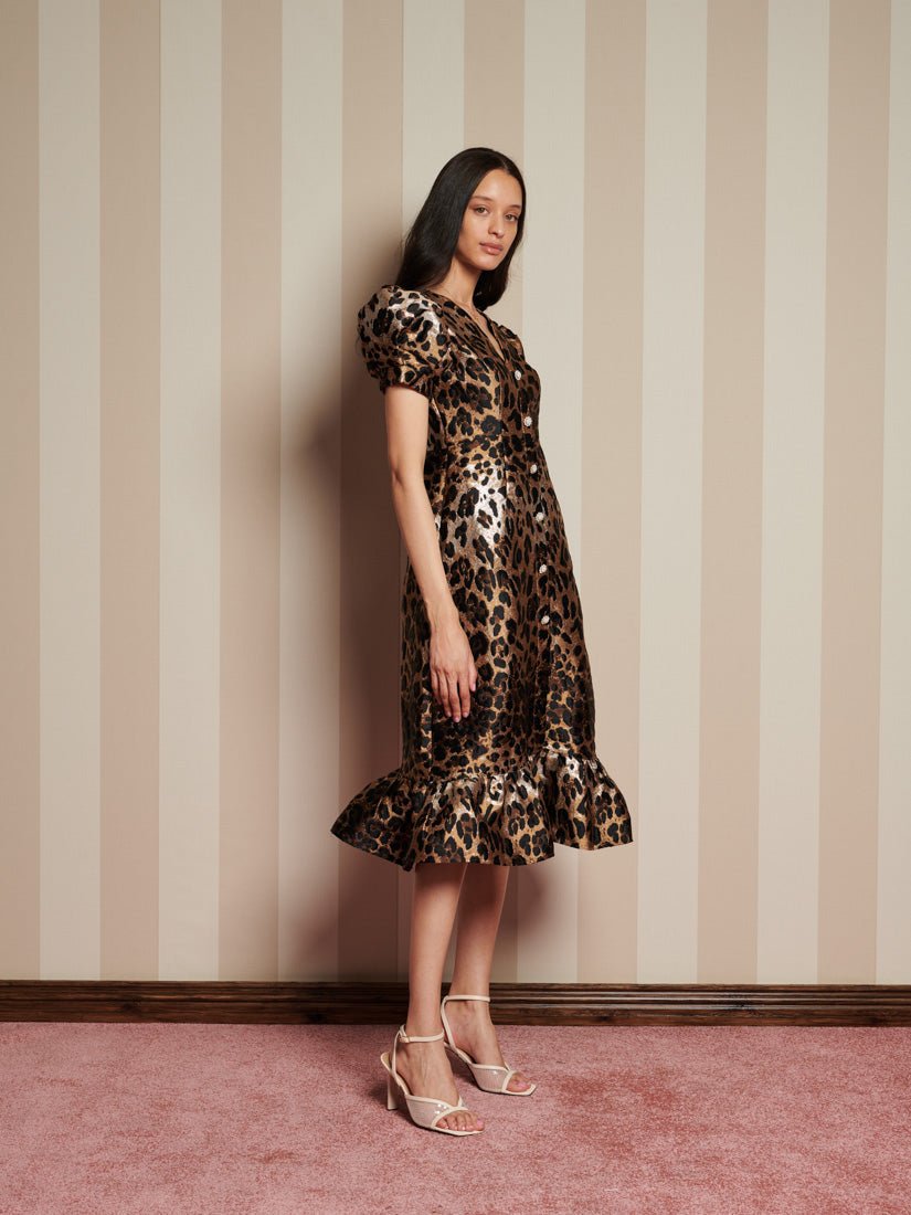 Suite Leopard Jacquard Midi Dress