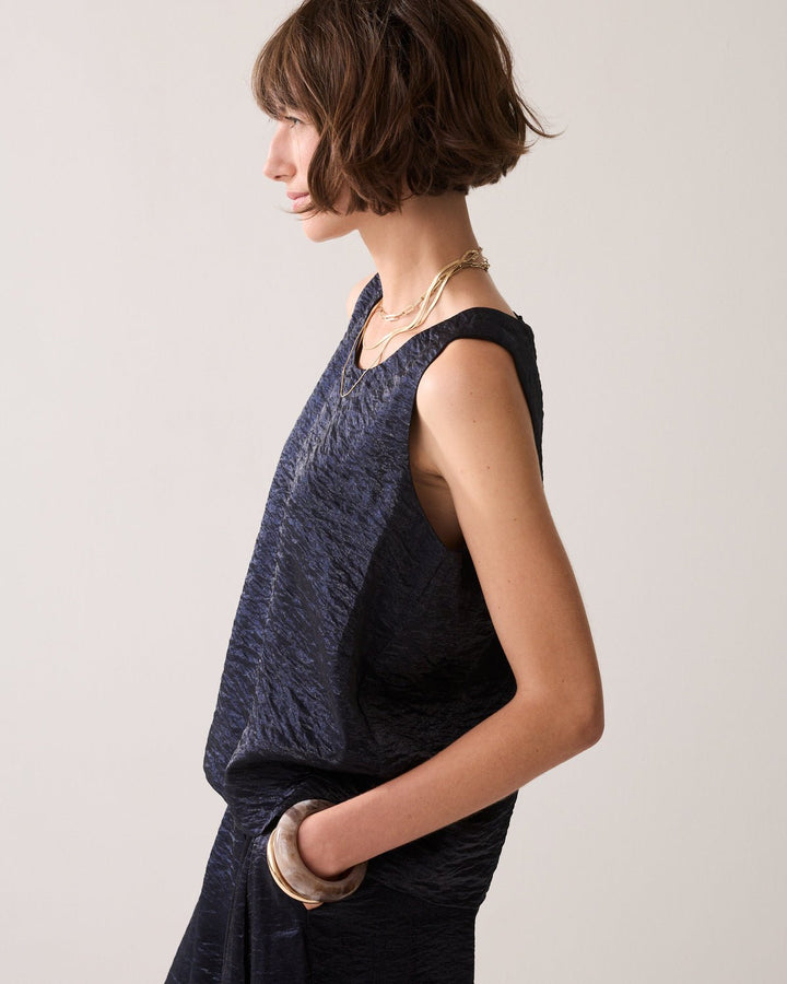 Blue Noir Metallic Top - Summum - Orchid Boutique