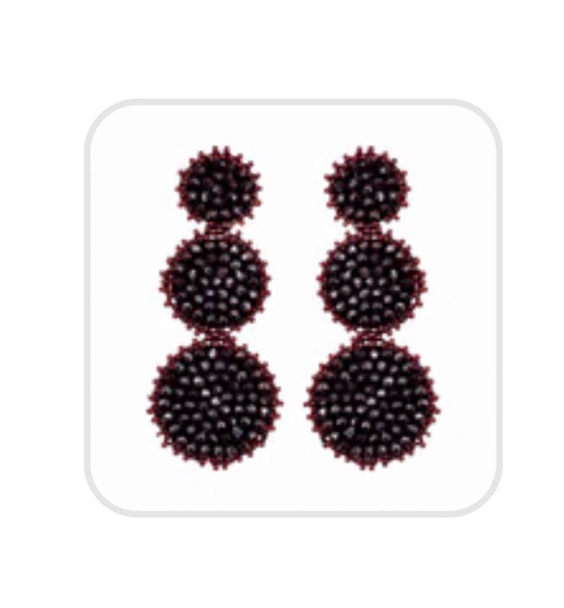 Burgundy Triple Circle Earring - Orchid Boutique - Orchid Boutique