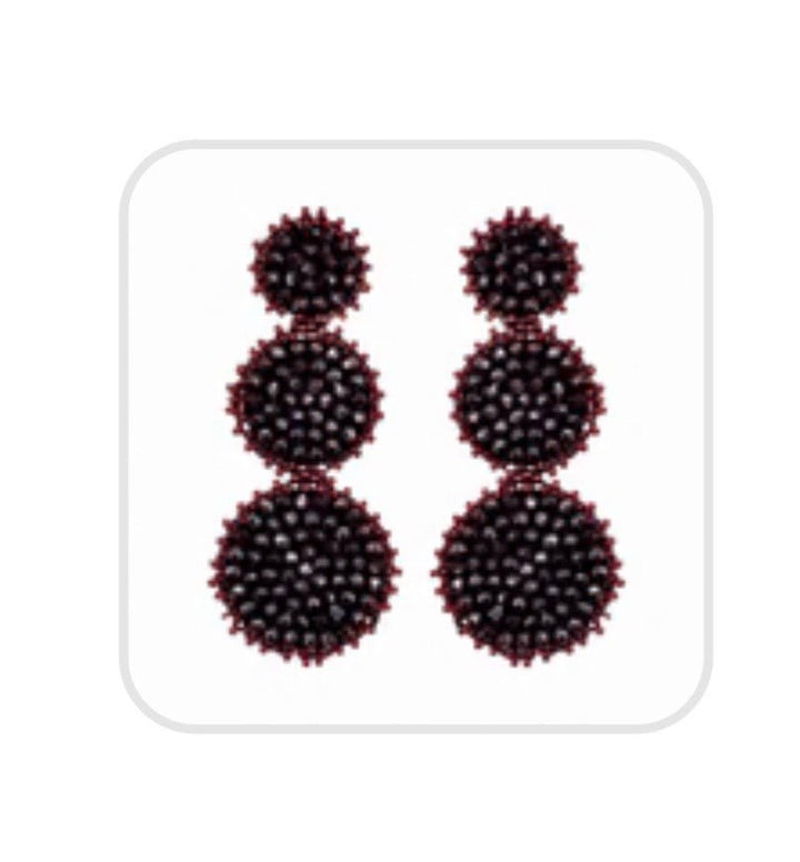 Burgundy Triple Circle Earring - Orchid Boutique - Orchid Boutique