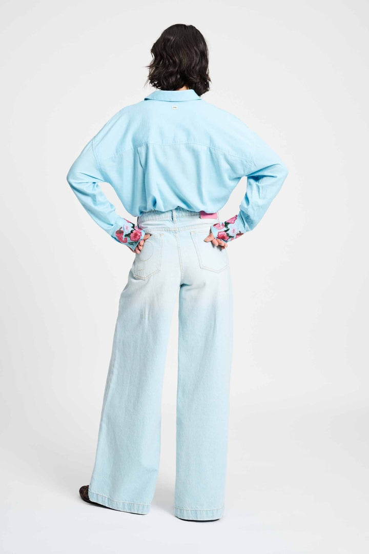 Sky Blue Melange Shirt - POM Amsterdam - Orchid Boutique