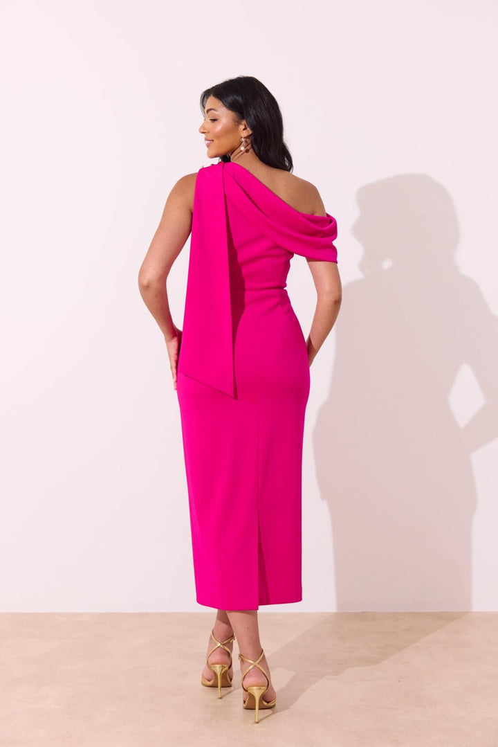 Eleni Drape Hot Pink Dress - The 8th Sign - Orchid Boutique