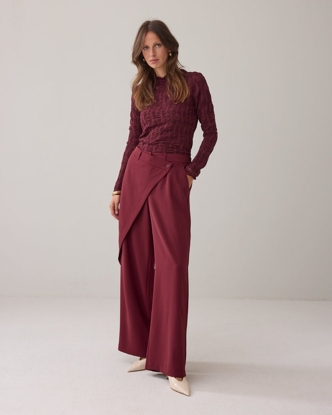 Burgundy Mesh Top - Summum - Orchid Boutique