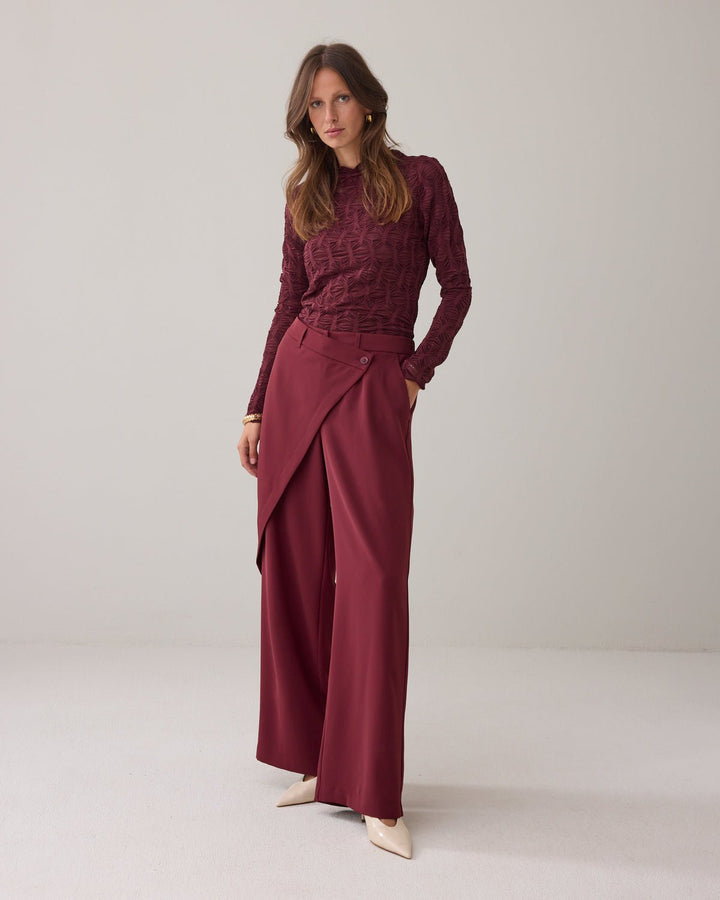 Burgundy Mesh Top - Summum - Orchid Boutique
