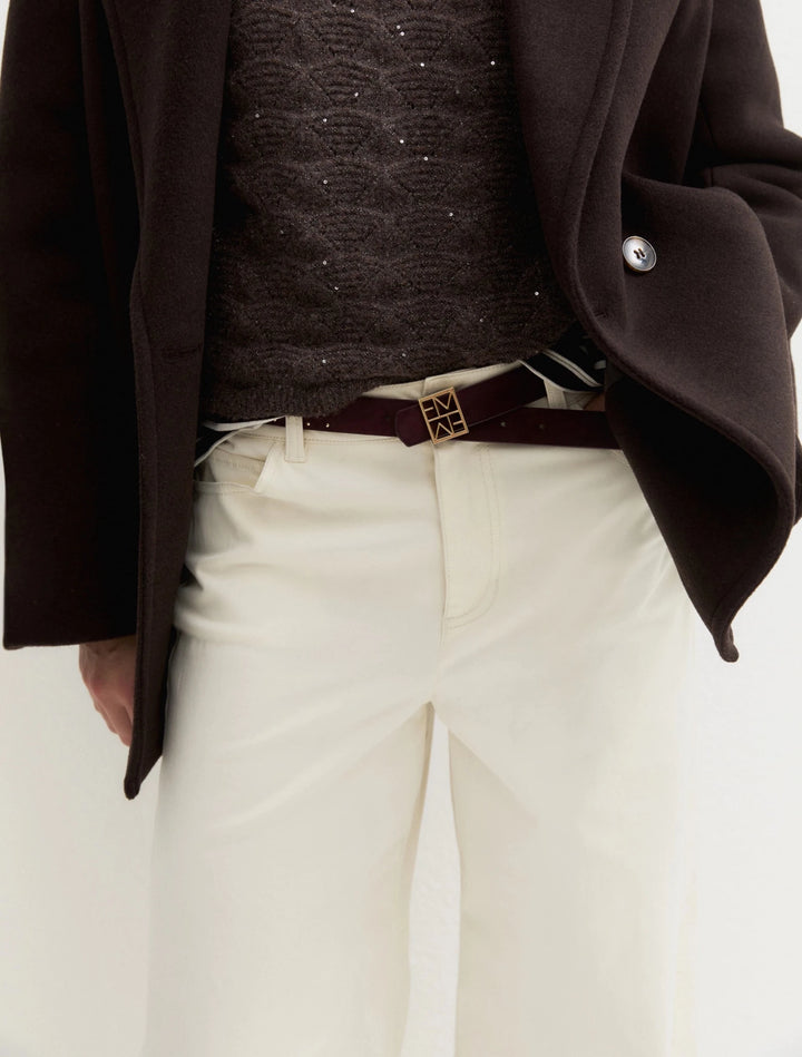 REVERSIBLE BELT WITH GOLD-FINISH EMMEGRAM BUCKLE - BORDEAUX - Emme - Orchid Boutique