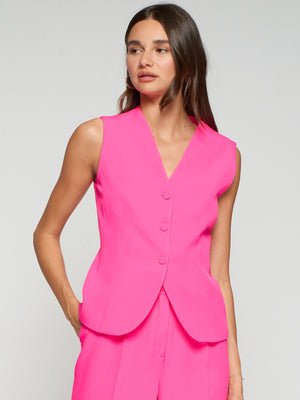 Crep Fucsia Waistcoat - Vilagallo - Orchid Boutique