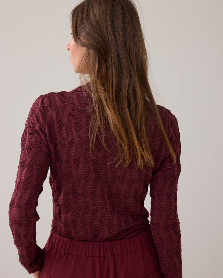 Burgundy Mesh Top - Summum - Orchid Boutique