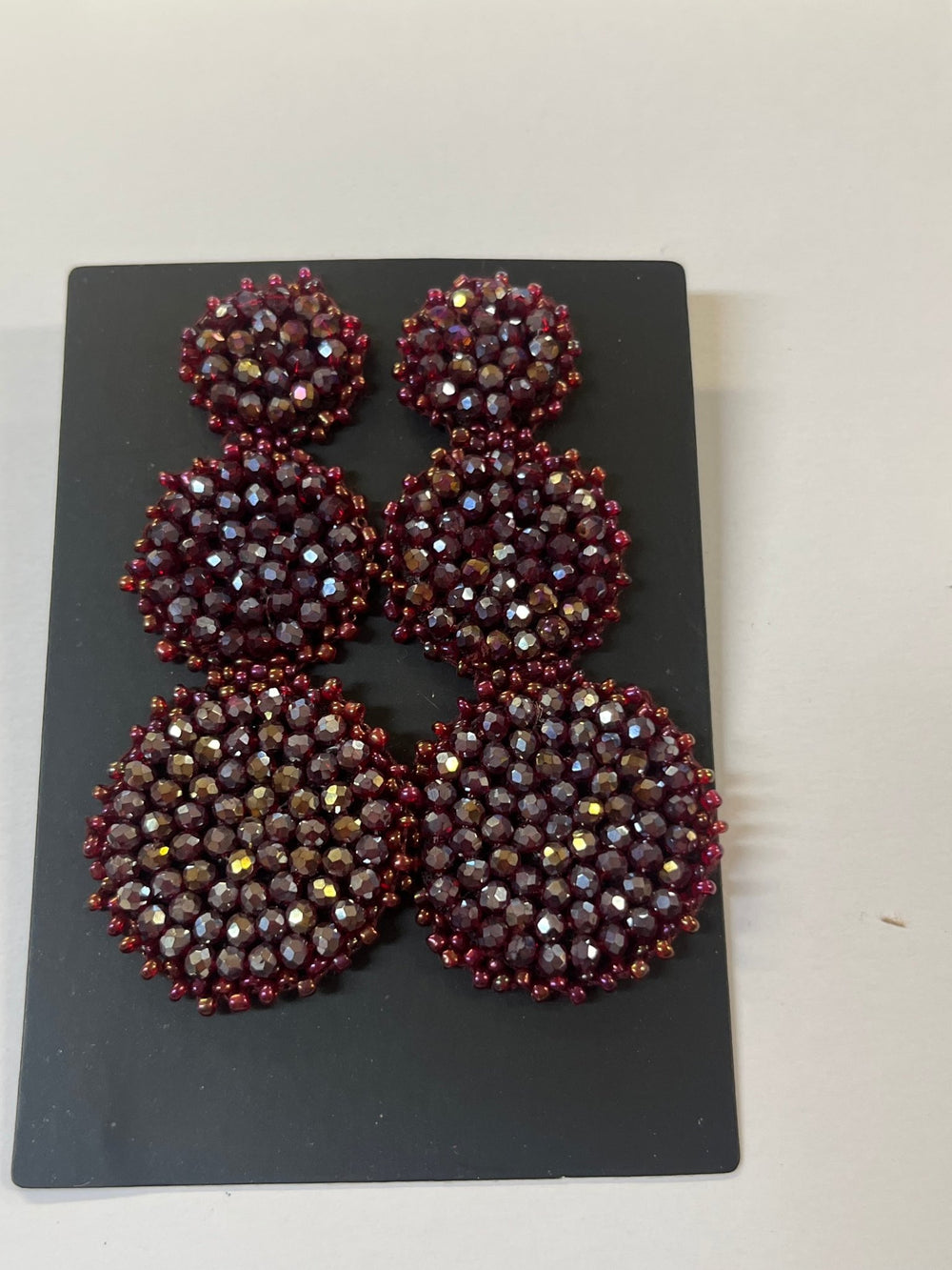 Burgundy Triple Circle Earring - Orchid Boutique - Orchid Boutique