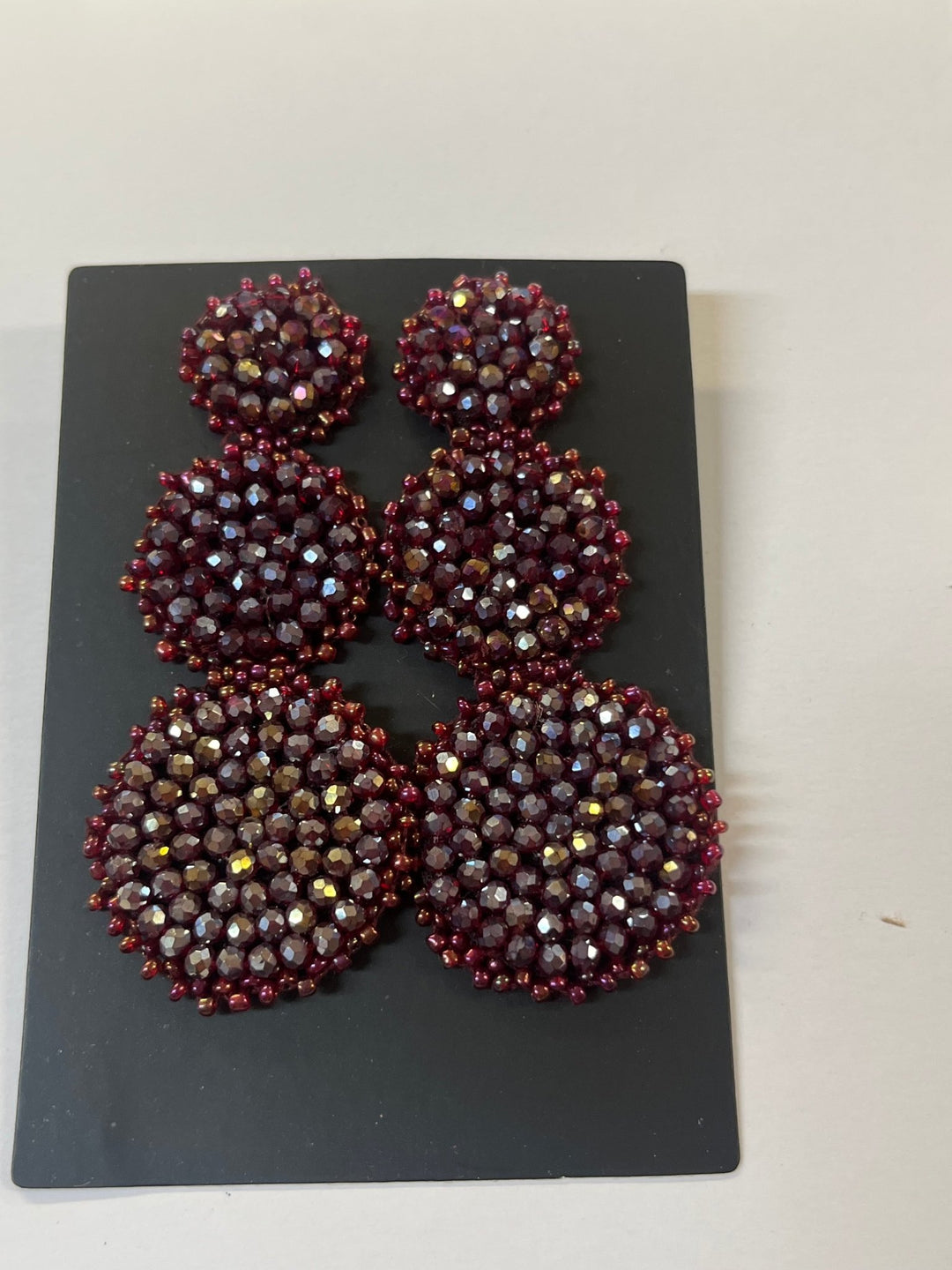Burgundy Triple Circle Earring - Orchid Boutique - Orchid Boutique