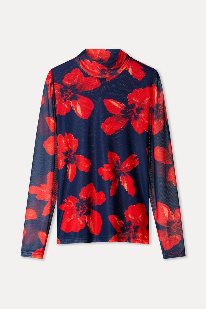 TURTLENECK ROMI MESH BLOOM ROUGE