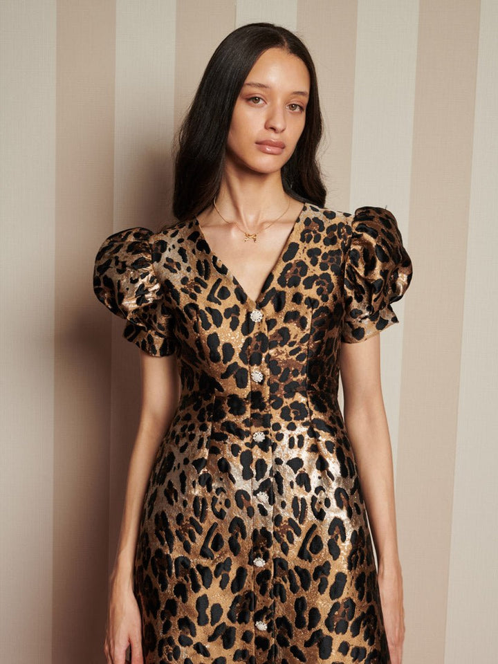 Suite Leopard Jacquard Midi Dress