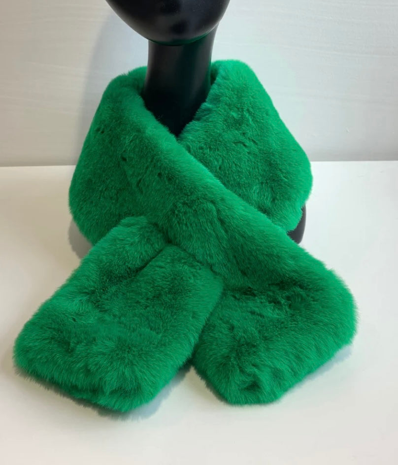 Green Faux Fur Scarf | Orchid Boutique | Orchid Boutique