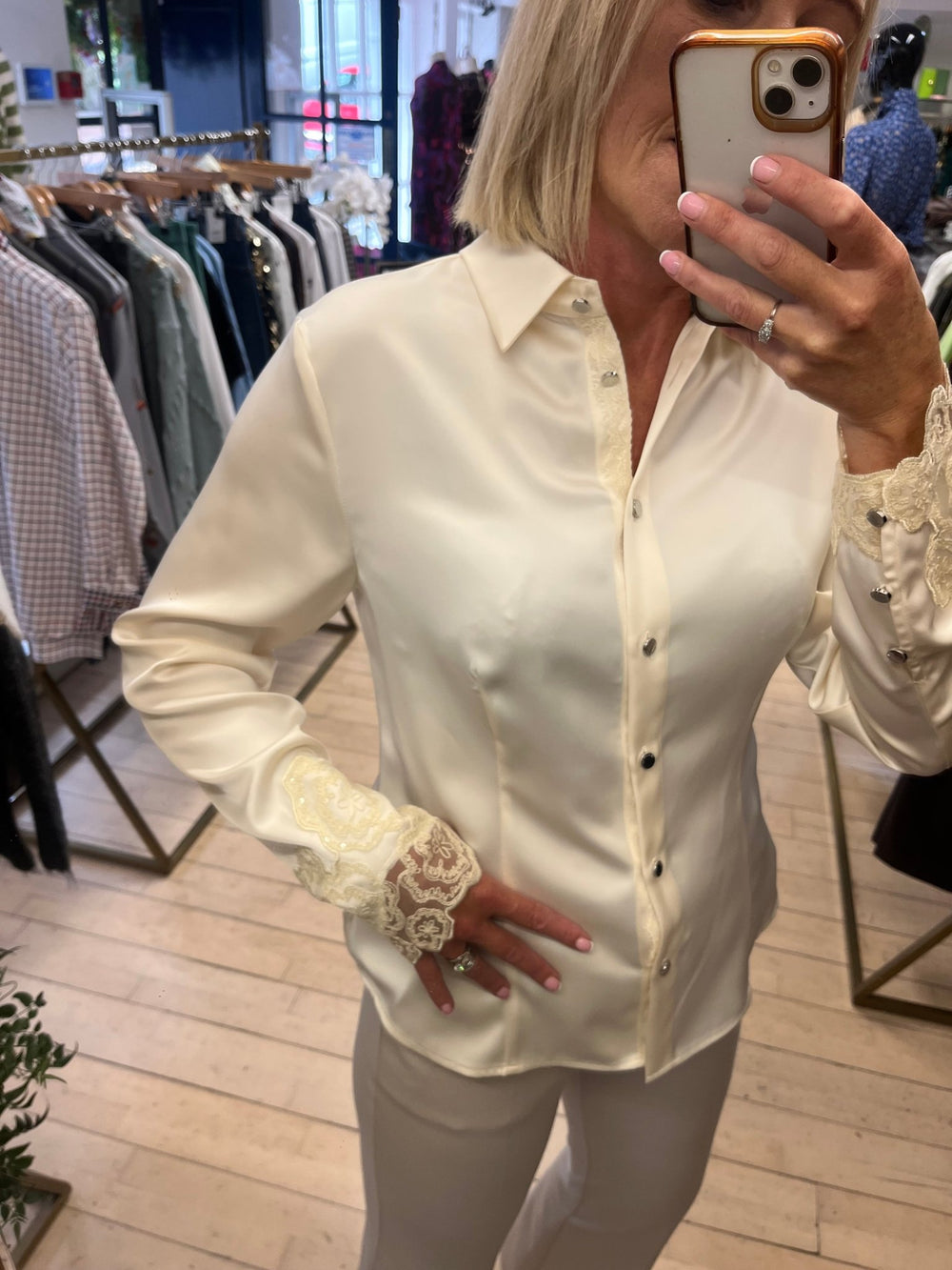 Cream Lace Shirt - Fracomina - Orchid Boutique
