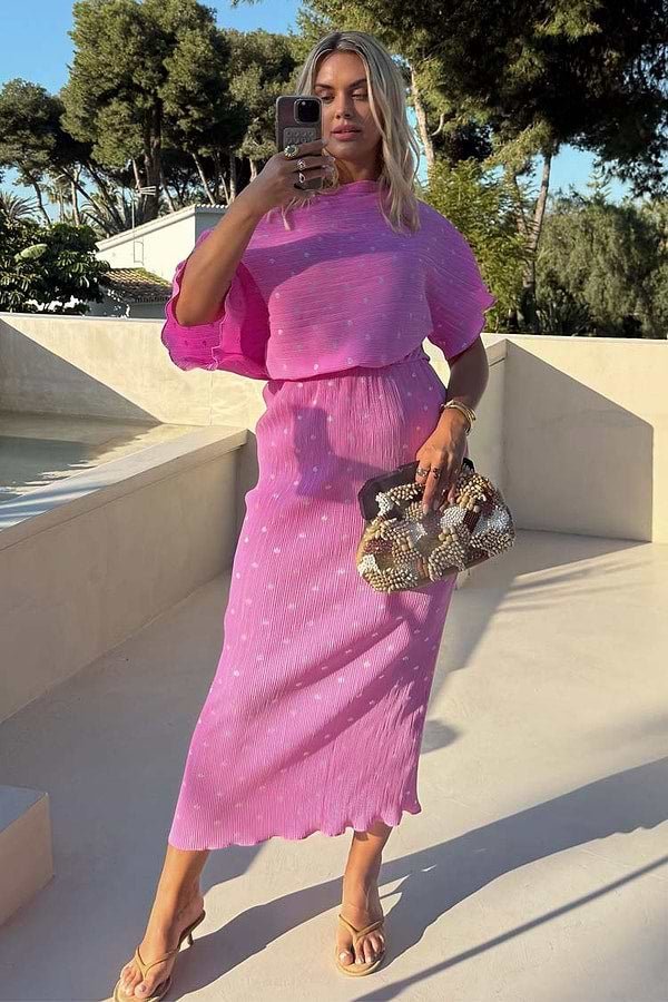 never fully dressed pink tilly dress Pink and Red Jacquard Tilly Dress