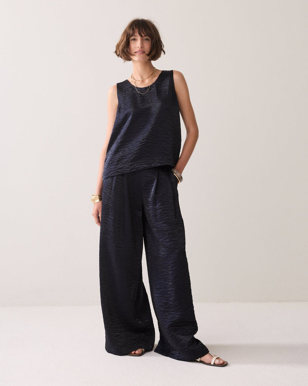 Blue Noir Metallic Top - Summum - Orchid Boutique