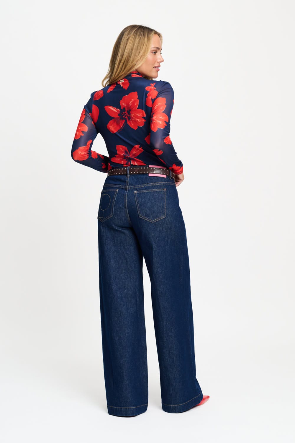TURTLENECK ROMI MESH BLOOM ROUGE