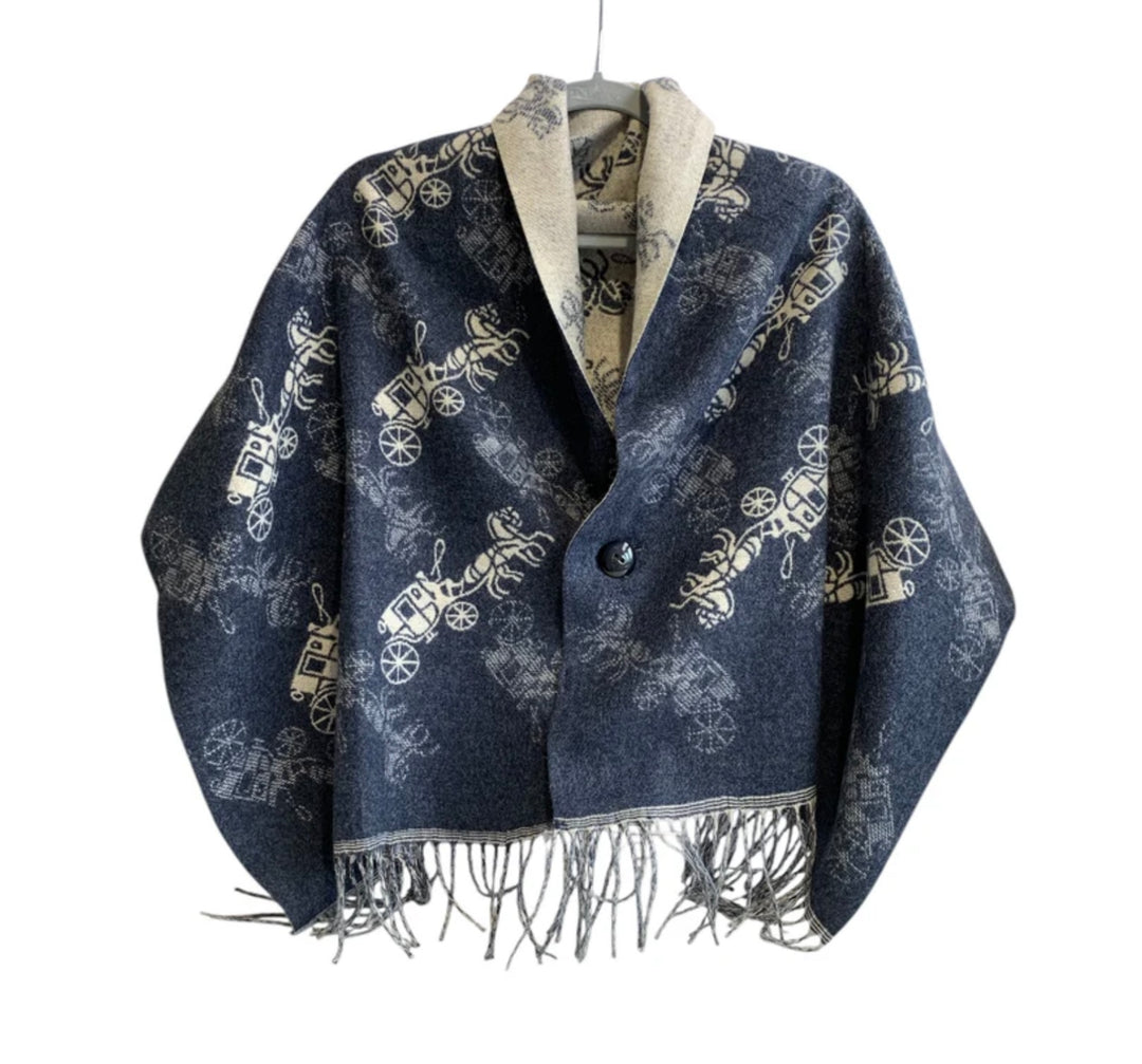 Navy Reversible Cape - Orchid Boutique - Orchid Boutique