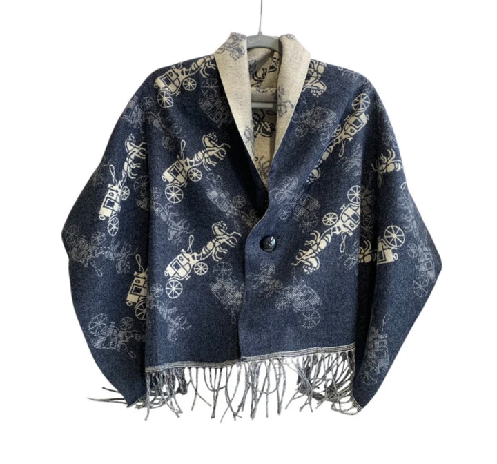 Navy Reversible Cape - Orchid Boutique - Orchid Boutique