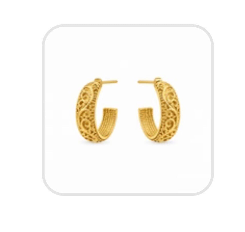 Textured Gold Scroll Hoop Earring - Orchid Boutique - Orchid Boutique